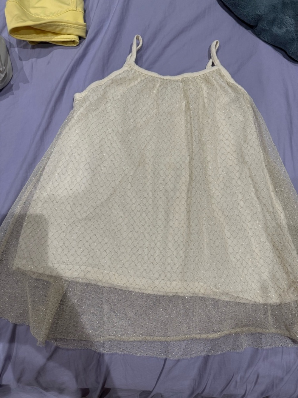 Zara White Sparkle Mesh Layered Cami Dress